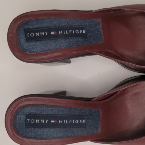 VINTAGE Y2K Chunky Square Toe Block Heel Red Mule Slide Tommy Hilfiger 8… - Picture 6 of 12